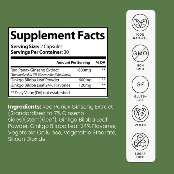 Ginko Biloba + Ginseng supplements facts