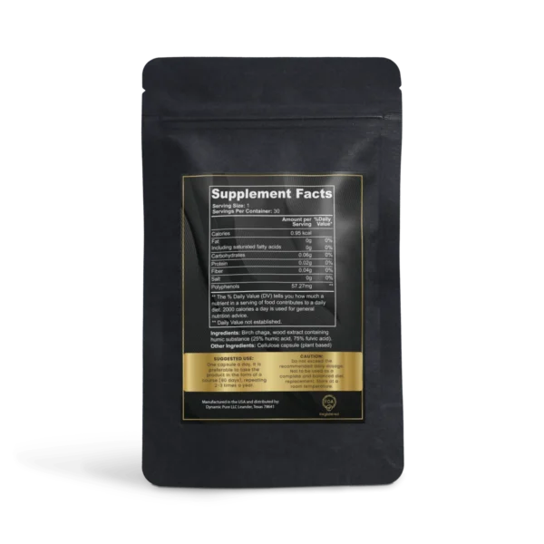Supplement facts of Birch Chaga Microbiome Wellness Capsules